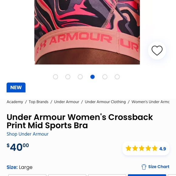 Under Armour Women's Crossback Print Mid Sports Bra - Picture 6 of 8